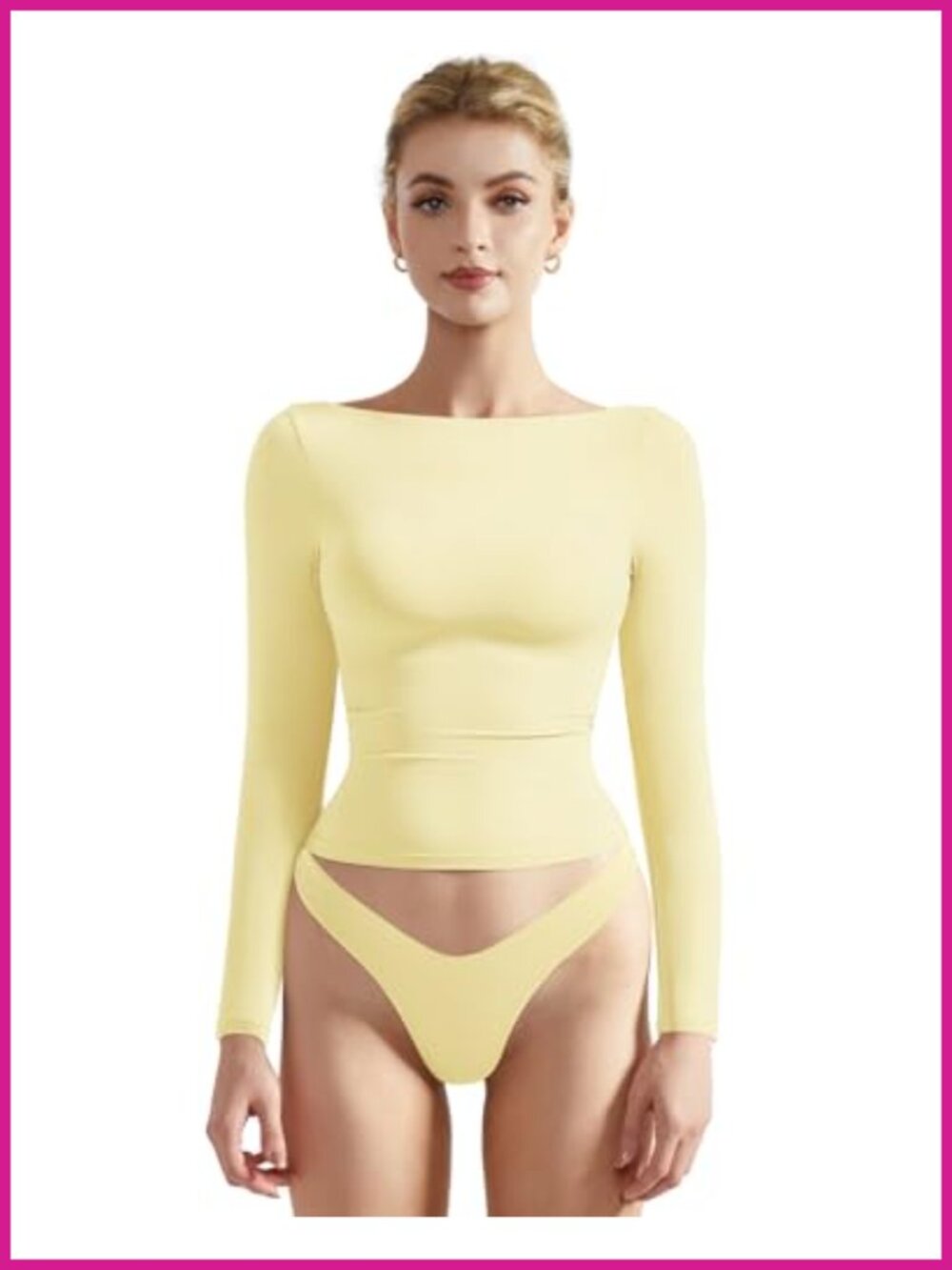 Double Lined Buttery Soft Fitted Long Sleeve Crop Top Crew Neck